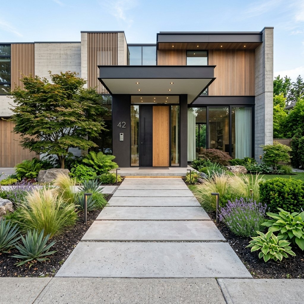 Modern concrete pathway